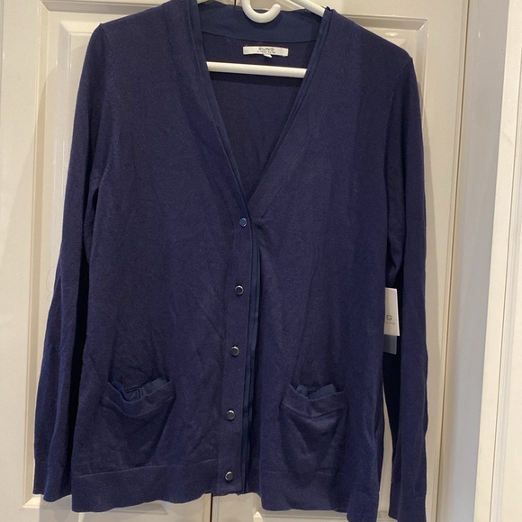 Alfred Sung cardigan sweater, long sleeve, buttons, pockets, grapeseed, large - Picture 2 of 11